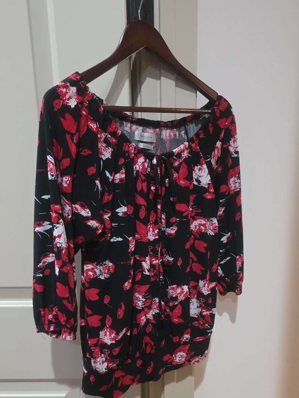 Van Heusen Black Tunic with Red and White Floral Print